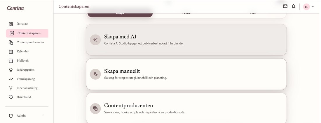Skapa med AI i Contista